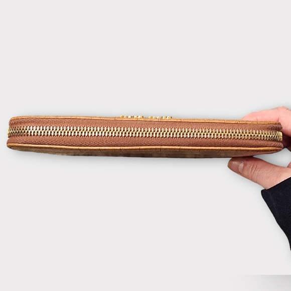 MIU MIU Crocodile Embossed Leather Zip Around Long Wallet, Salmon Pink - Picture 5 of 9